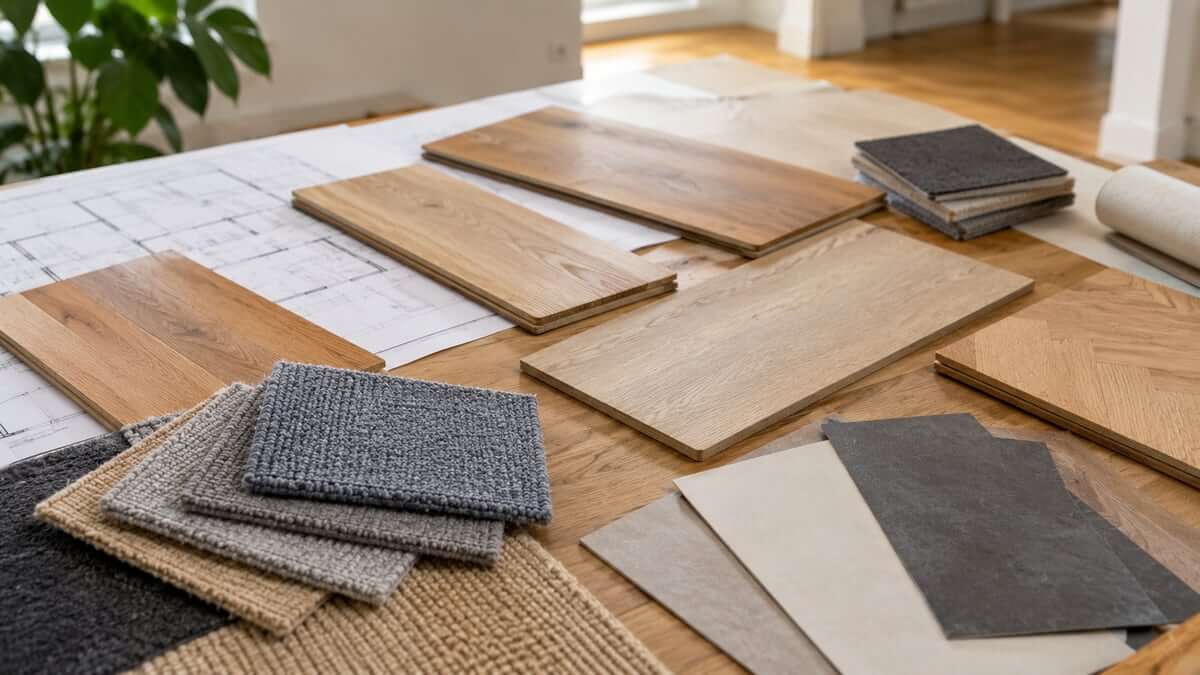 Bodenmuster für Parkett, Teppich und weitere Beläge zur Materialauswahl für Hausverwaltungen