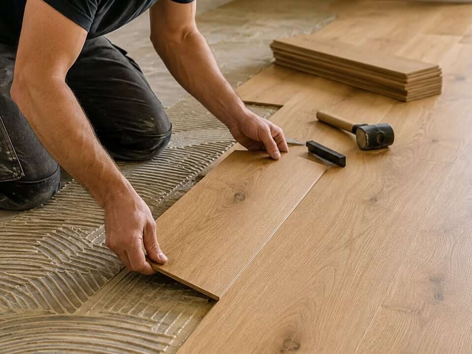 Professionally installed parquet floor in a living space in Munich