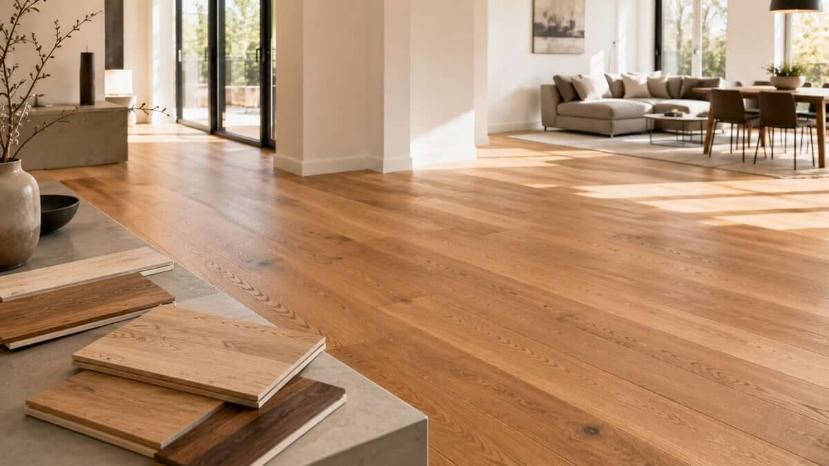 Hochwertiger Parkettboden in modernem Wohnraum für Architekten und Planer