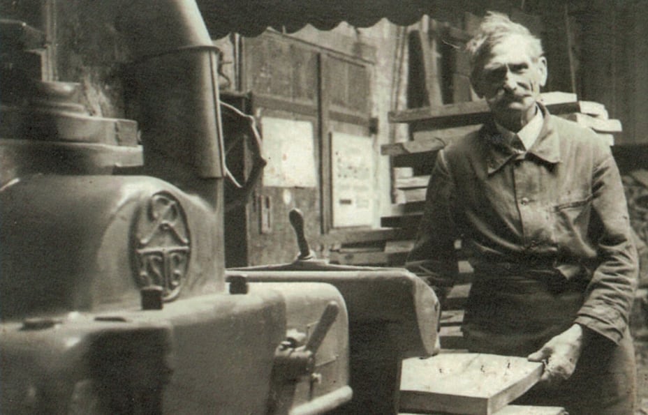 Historical photo of Karl Stelzl in the workshop